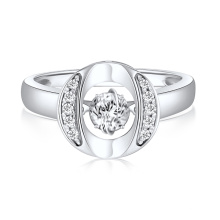O Shaped 925 Silver Rings Jóias Dancing Diamond